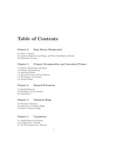 Table of Contents Chapter 0 Ring Theory Background  0.1 Prime Avoidance