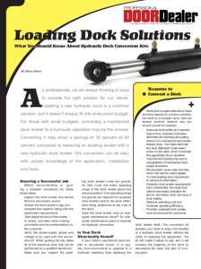 Loading Dock Solutions What You Should Know About Hydraulic Dock Conversion Kits By Steve Greco  A