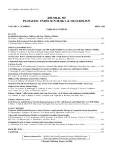 HK J Paediatr (new series) 2002;7:129  JOUNRAL OF PEDIATRIC ENDOCRINOLOGY & METABOLISM VOLUME 15, NUMBER 4