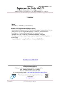 FebruaryDate of Issue: February 17, 2014 Superconductivity Web21 Published by International Superconductivity Technology Center