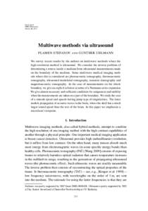 Inside Out II MSRI Publications Volume 60, 2012 Multiwave methods via ultrasound PLAMEN STEFANOV AND GUNTHER UHLMANN