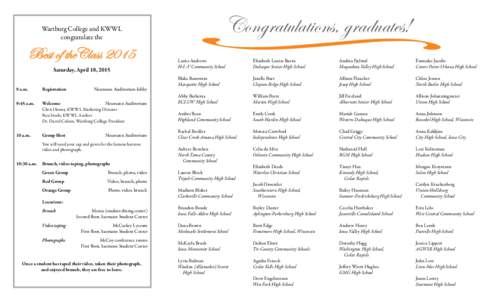 Congratulations, graduates!  Wartburg College and KWWL congratulate the  Best of theClass 2015