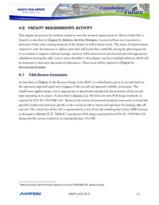 4.0 FACILITY REQUIREMENTS ACTIVITY This chapter documents the facilities needed to meet the demand requirements for Harvey Field (S43 or Airport) as described in Chapter 3, Aviation Activity Forecasts. Current facilities