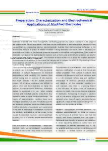BARC NEWSLETTER Research Article Preparation, Characterization and Electrochemical Applications of Modified Electrodes Ruma Gupta and Suresh K. Aggarwal