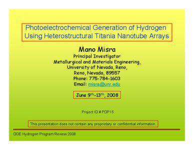 Photoelectrochemical Generation of Hydrogen Using Heterostructural Titania Nanotube Arrays