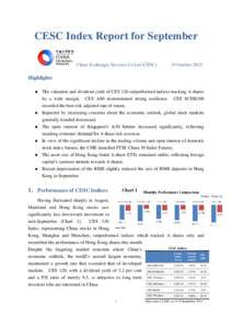CESC Index Report for September China Exchanges Services Co Ltd (CESC) 19 OctoberHighlights