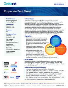 december[removed]Corporate Fact Sheet