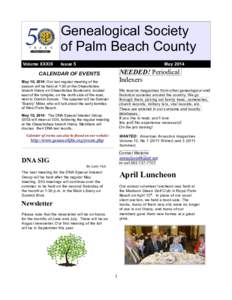 Genealogical Society of Palm Beach County Volume XXXIII Issue 5