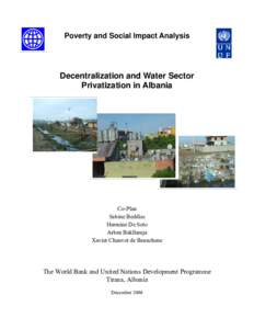 Poverty and Social Impact Analysis  Decentralization and Water Sector Privatization in Albania  Co-Plan