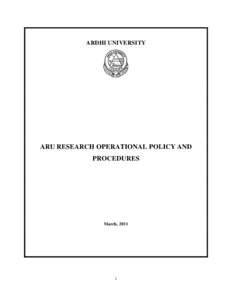 ARDHI UNIVERSITY  ARU RESEARCH OPERATIONAL POLICY AND PROCEDURES  March, 2011