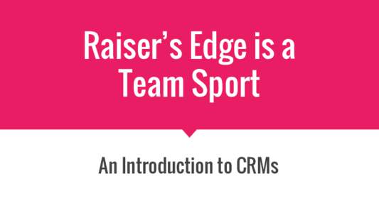 Raiser’s Edge is a Team Sport An Introduction to CRMs Meet Jen