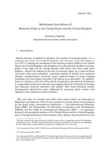 OctoberMultilateral Surveillance of Monetary Policy in the United States and the United Kingdom Kumiharu Shigehara