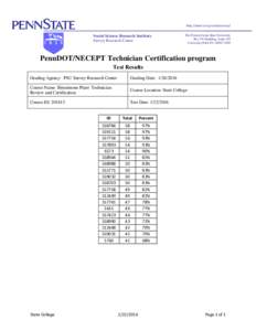 PennDOT/NECEPT Technician Certification program