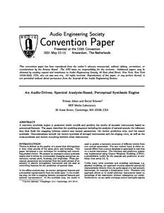 Audio Engineering Society  Convention Paper Presented at the 110th ConventionMay 12{15