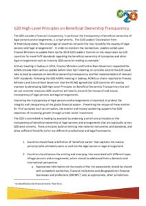 G20 High-Level Principles on Beneficial Ownership Transparency
