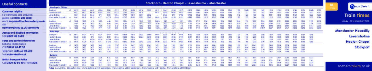 Stockport - Heaton Chapel - Levenshulme - Manchester  Useful contacts 18