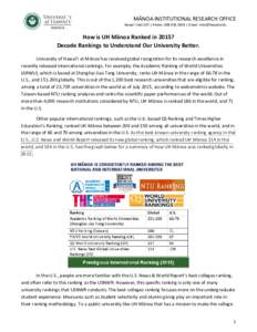 College and university rankings / University of Hawaii at Manoa / Ranking / Academic Ranking of World Universities