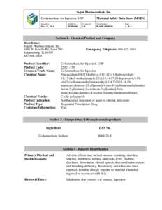 Sagent Pharmaceuticals, Inc.  Colistimethate for Injection, USP Material Safety Data Sheet (MSDS)