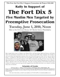 The Free the Fort Dix 5 Support Committee & Project SALAM  Rally In Support of The Fort Dix 5 Five Muslim Men Targeted by