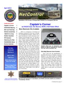 AprilCounty of Orange RACES NetControl Newsletter of the County of Orange Radio Amateur Civil Emergency Service