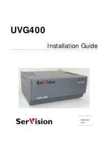 UVG400 Installation Guide September 2013