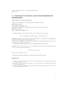 Abstracts of MMA2014, May, 2014, Druskininkai, Lithuania c VGTU, 2014 B−1 -CONVEX FUNCTIONS AND SOME IMPORTANT PROPERTIES