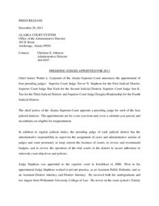 Appointment of the Presiding Judges press release 2012