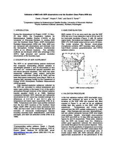 Validation of MM5 with AERI observations over the Southern Great Plains ARM site 1 1  Derek J. Posselt* , Wayne F. Feltz , and David D. Turner