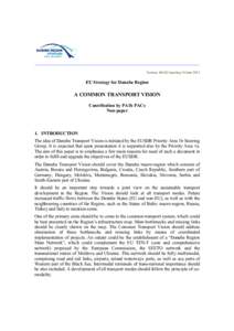 ________________________________________________________________________ Version: 4th SG meeting 14 June 2012 EU Strategy for Danube Region  A COMMON TRANSPORT VISION