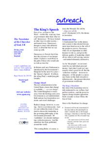 1  outreach The King’s Speech The Newsletter of the Churches