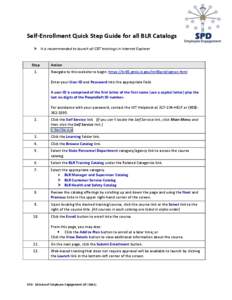 Self-Enrollment Quick Step Guide for all BLR Catalogs  It is recommended to launch all CBT trainings in Internet Explorer Step 1.