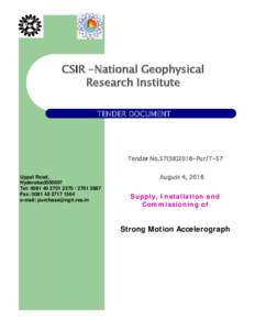 CSIR  CSIR –National Geophysical Research Institute TENDER DOCUMENT