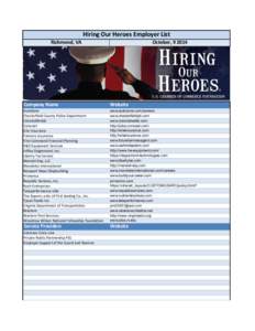 Hiring	
  Our	
  Heroes	
  Employer	
  List Richmond,	
  VA October,	
  9	
  2014  Company	
  Name