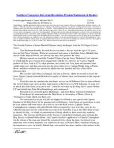 Southern Campaign American Revolution Pension Statements & Rosters Pension application of James Mitchell R671 Transcribed by Will Graves f21VA[removed]