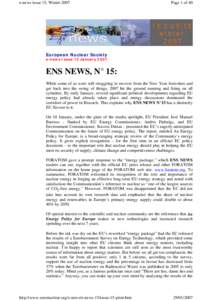 e-news issue 15, WinterPage 1 of 40 European Nuclear Society e-news Issue 15 January 2007