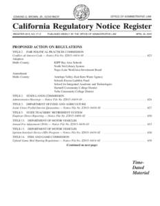 California Regulatory Notice Register 2015, Volume No. 17-Z