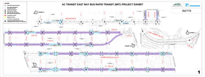 LEGEND  AC TRANSIT EAST BAY BUS RAPID TRANSIT (BRT) PROJECT EXHIBIT PROPOSED IMPROVEMENTS