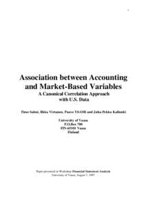 1  Association between Accounting and Market-Based Variables A Canonical Correlation Approach with U.S. Data