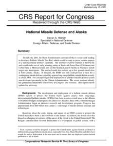 Order Code RS20052 Updated July 13, 2001 CRS Report for Congress Received through the CRS Web