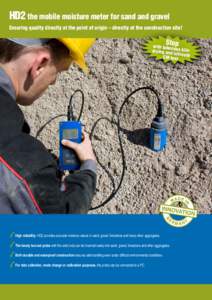 HD2 the mobile moisture meter for sand and gravel Ensuring quality directly at the point of origin – directly at the construction site! Sto  with labor p