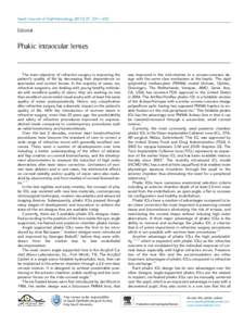 Saudi Journal of Ophthalmology[removed], 231—233  Editorial Phakic intraocular lenses
