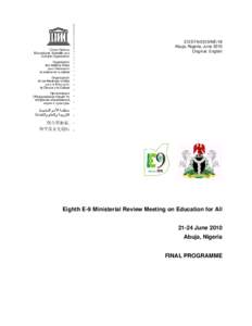 E-9 Ministerial Review Meeting; 8th; Final programme; 2010