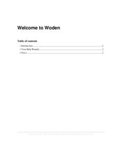 Welcome to Woden Table of contents 1 Introduction........................................................................................................................2
