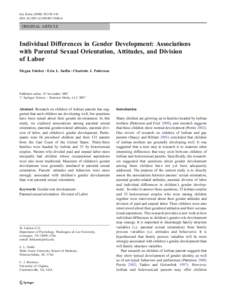 Sex Roles:330–341 DOIs11199ORIGINAL ARTICLE  Individual Differences in Gender Development: Associations