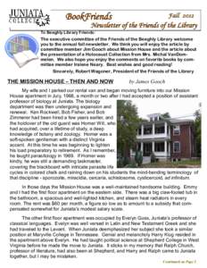 BookFriends  Fall 2012 Newsletter of the Friends of the Library