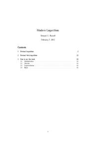 Modern Logarithms Stewart C. Russell February 7, 2012 Contents 1 Decimal Logarithms