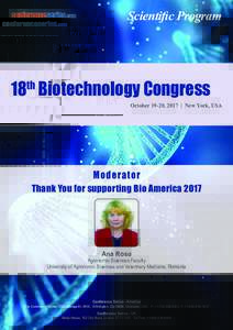 conferenceseries.com  Scientific Program 18th Biotechnology Congress