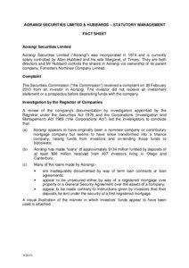 AORANGI SECURITIES LIMITED & HUBBARDS – STATUTORY MANAGEMENT FACT SHEET Aorangi Securities Limited