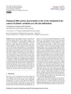 Clim. Past, 10, 2201–2213, 2014 www.clim-past.netdoi:cp © Author(sCC Attribution 3.0 License.  Enhanced 20th-century heat transfer to the Arctic simulated in the