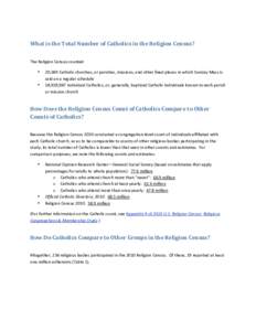 What is the Total Number of Catholics in the Religion Census?    The Religion Census counted  • •